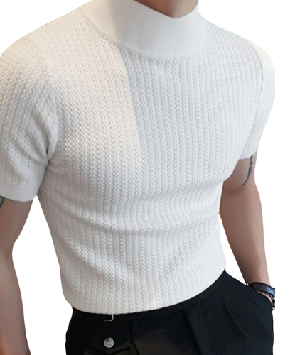 Camiseta Masculina Plus Size Gola Alta – Manga Curta