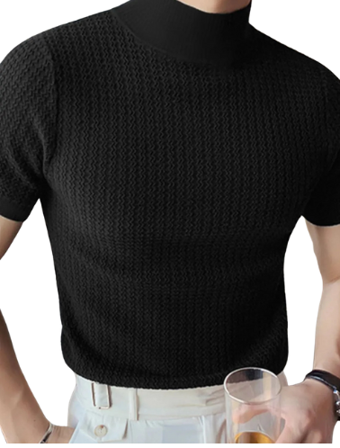 Camiseta Masculina Plus Size Gola Alta – Manga Curta