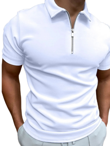 Polo Masculina Plus Size com Zíper – Manga Curta e Tecido Stretch